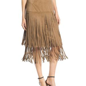 Chico's Faux-Suede Fringe Skirt Tan Size 0